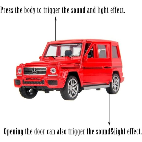 Red G65 AMG Toy Car Model Pull Back Die-Cast Vehicle with Lights and Sound - Picture 4 of 6